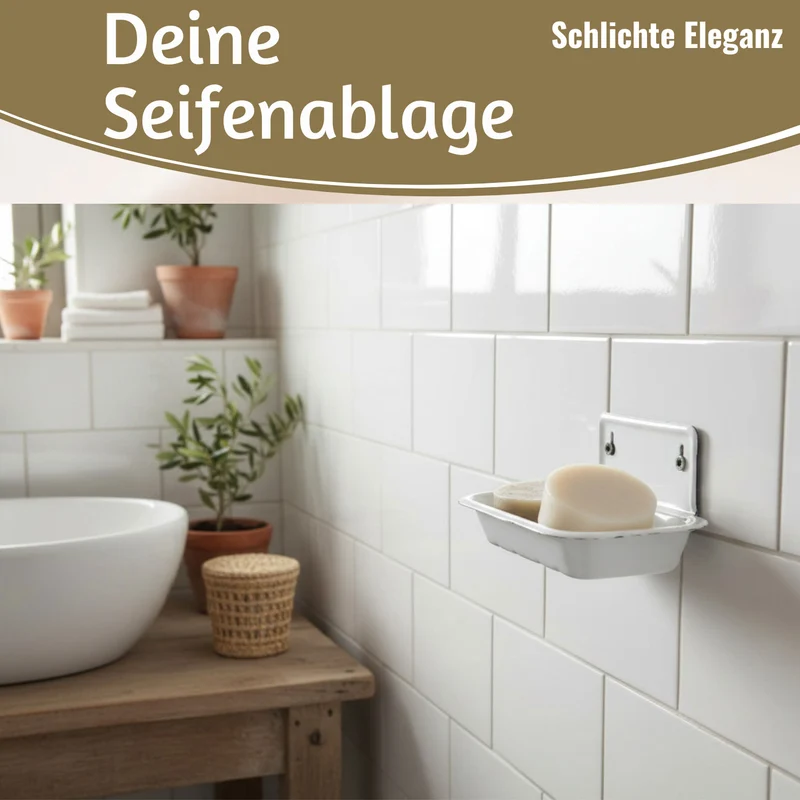 IB Laursen Seifenschale Emaille Weiß 16cm mit Ablauf Wandmontage Seifenhalter