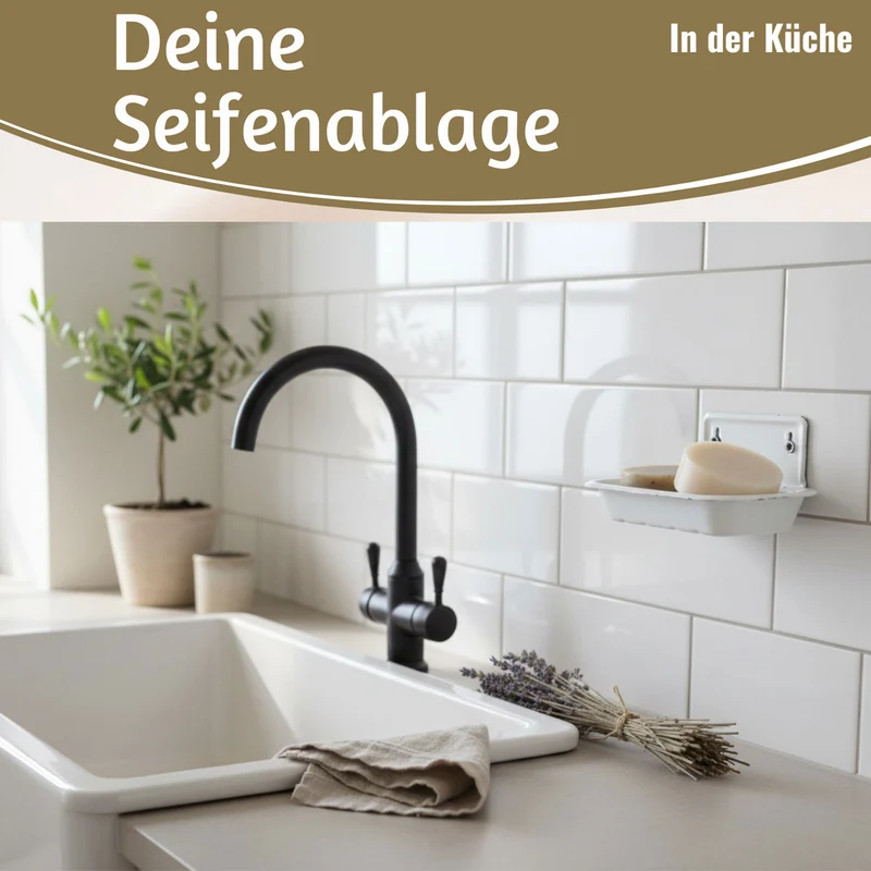 IB Laursen Seifenschale Emaille Weiß 16cm mit Ablauf Wandmontage Seifenhalter