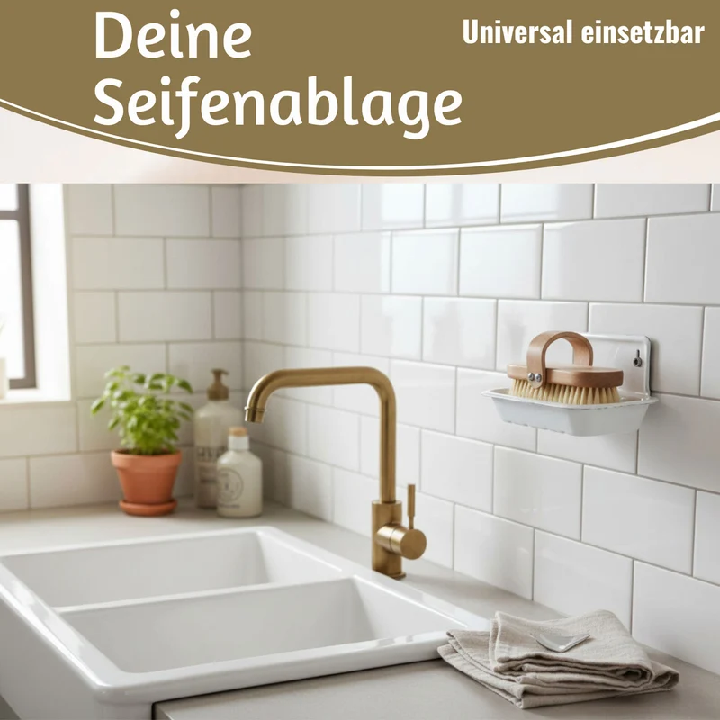 IB Laursen Seifenschale Emaille Weiß 16cm mit Ablauf Wandmontage Seifenhalter