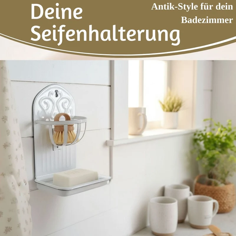 IB Laursen Seifenschale Emaille Weiß 21cm mit Ablauf Wandmontage Seifenhalter