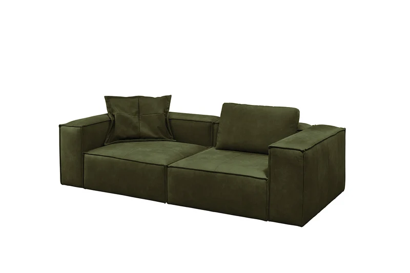 KAWOLA Sofa CARMO 3-Sitzer Leder olivgrün