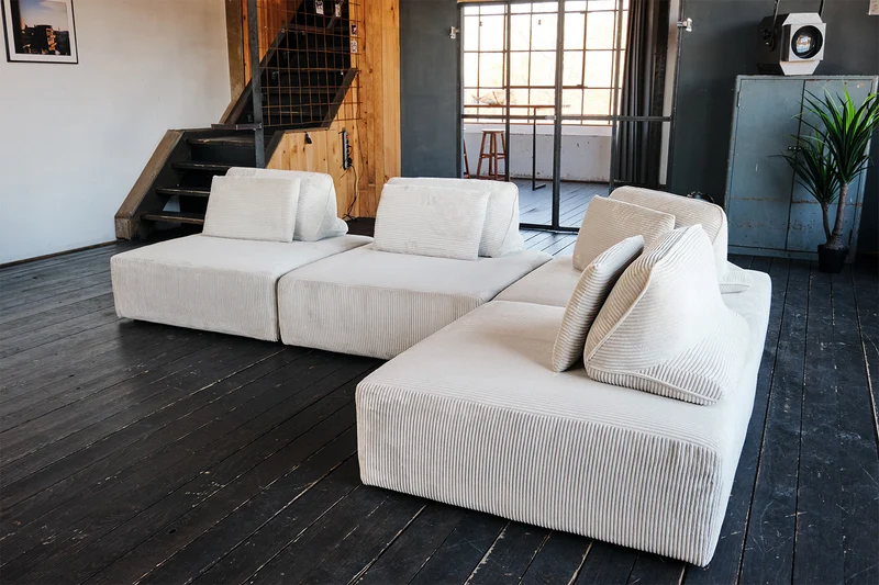 KAWOLA Modulsofa WIOLO SOFT 4 Module 4 Rückenkissen Cord cremeweiß