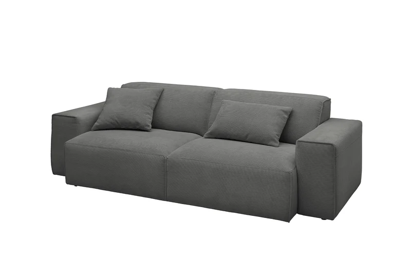 KAWOLA Sofa RANI 3-Sitzer Feincord anthrazit