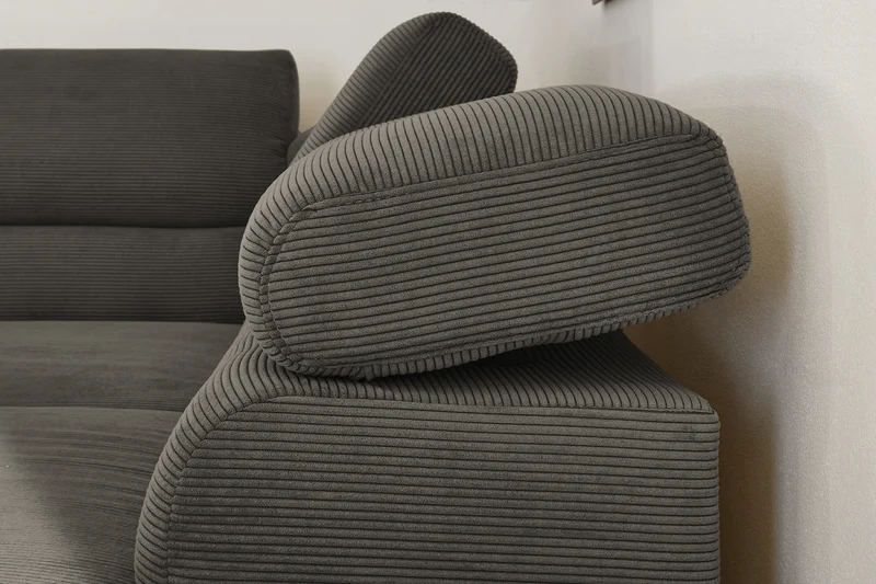 KAWOLA Sofa DELIA Ecksofa Feincord anthrazit