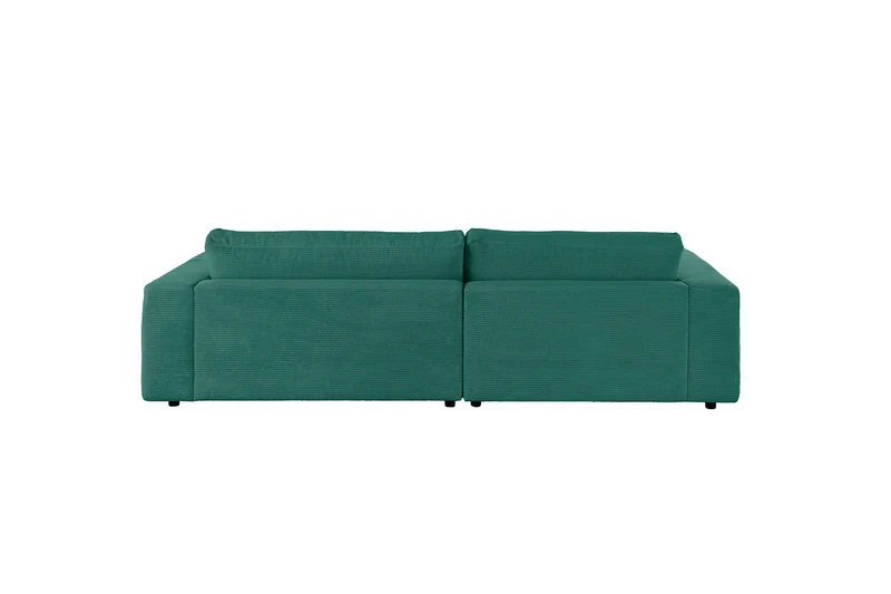 KAWOLA Sofa MADELINE Ecksofa mit Longchair Cord smaragd