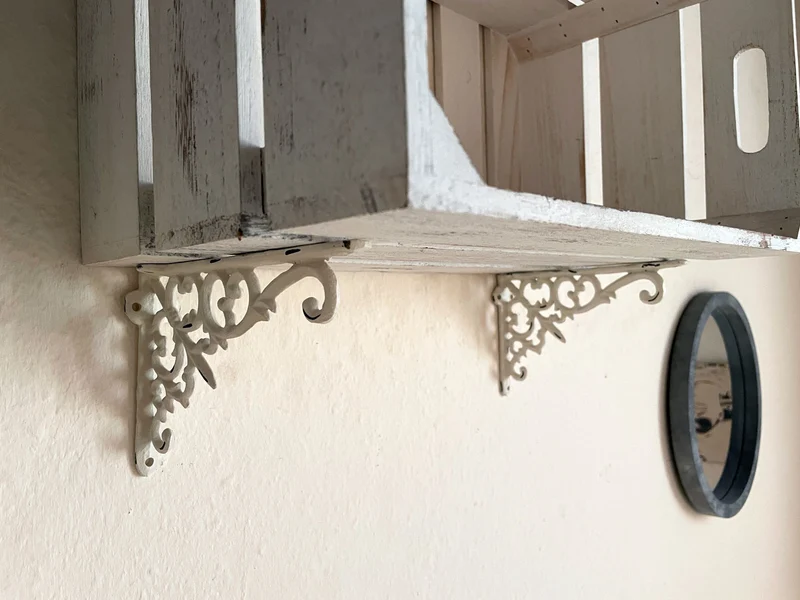 Vintage Regalwinkel Weiß 18cm Gusseisen Regalträger Winkel Konsole Halterung