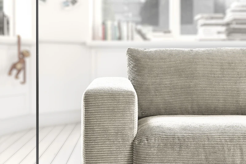 KAWOLA Sofa MADELINE 2-Sitzer Cord steingrau
