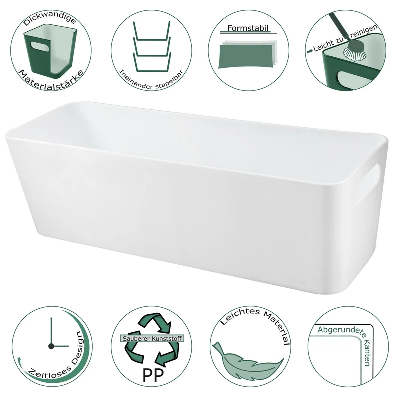 Ordnungsbox - 30x10x10cm - 2 Liter - mit Beschriftungsclip Ordnungskorb Schubladenorganizer Organizerbox Ordnungssystem