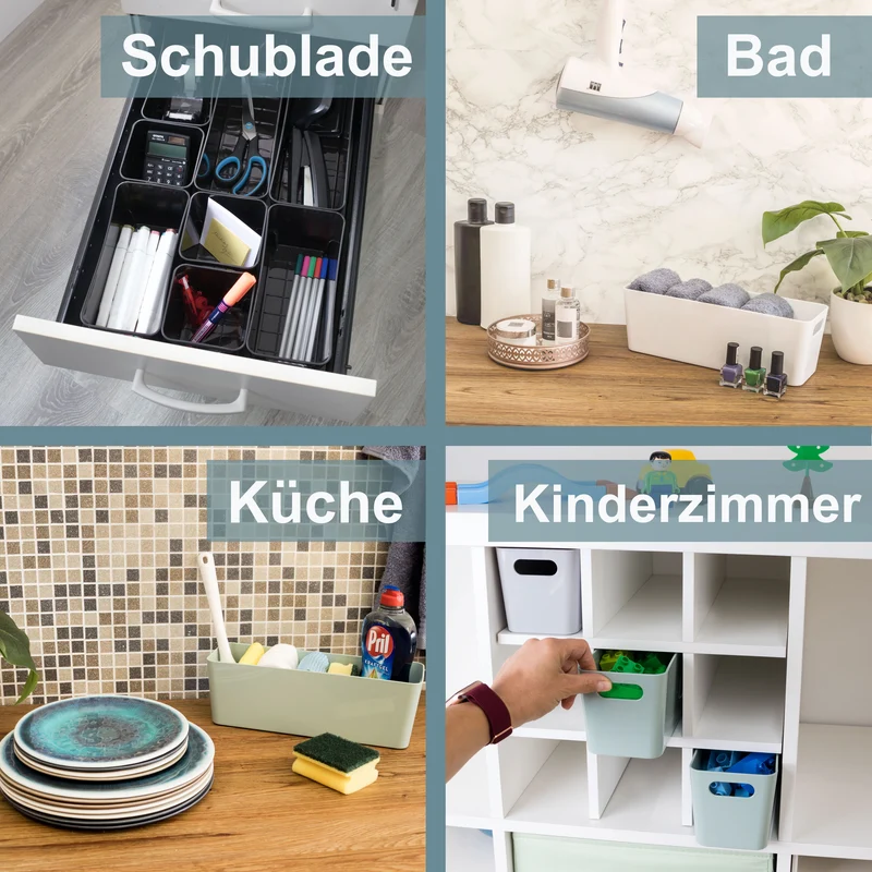 Ordnungsbox - 30x10x10cm - 2 Liter - mit Beschriftungsclip Ordnungskorb Schubladenorganizer Organizerbox Ordnungssystem