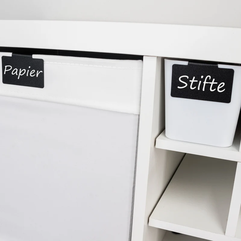 Ordnungsbox mit Beschriftungsclips anthrazit - 39,5x24,5x12cm - in Lederoptik - Schubladenorganizer Ordnungskorb Organizerbox - Ordnungssystem