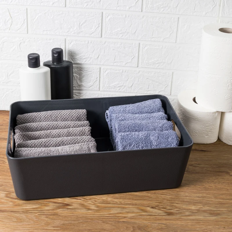 Ordnungsbox - Lederoptik - 39,5 x 24,5 cm - Schubladenorganizer Ordnungskorb Organizerbox - Ordnungssystem
