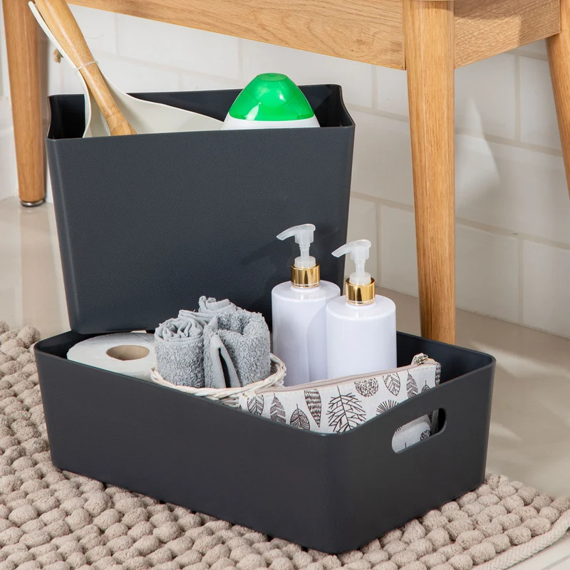Ordnungsbox - Lederoptik - 39,5 x 24,5 cm - Schubladenorganizer Ordnungskorb Organizerbox - Ordnungssystem