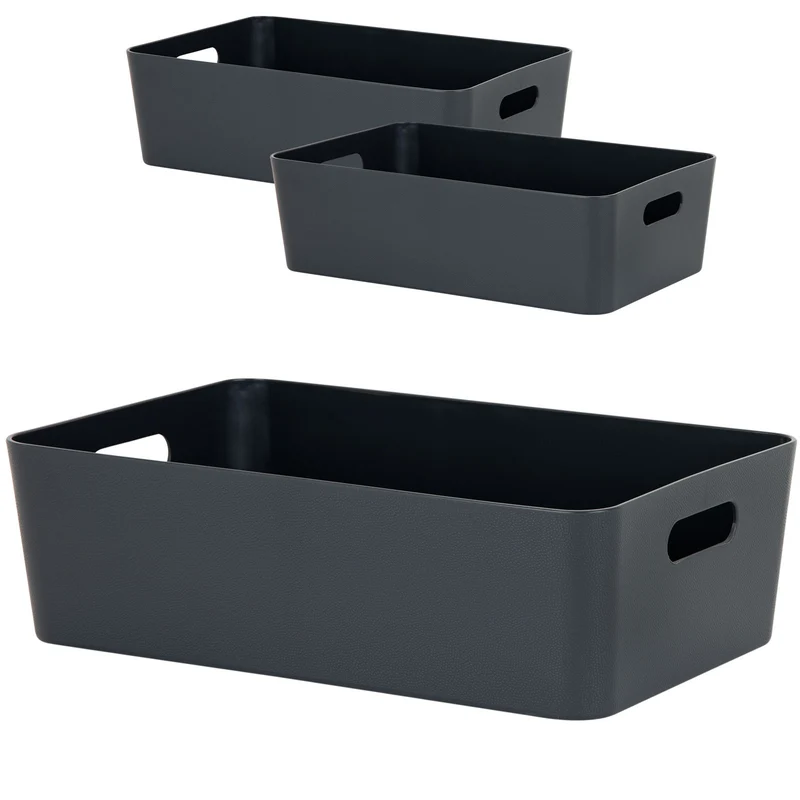 Ordnungsbox - Lederoptik - 39,5 x 24,5 cm - Schubladenorganizer Ordnungskorb Organizerbox - Ordnungssystem