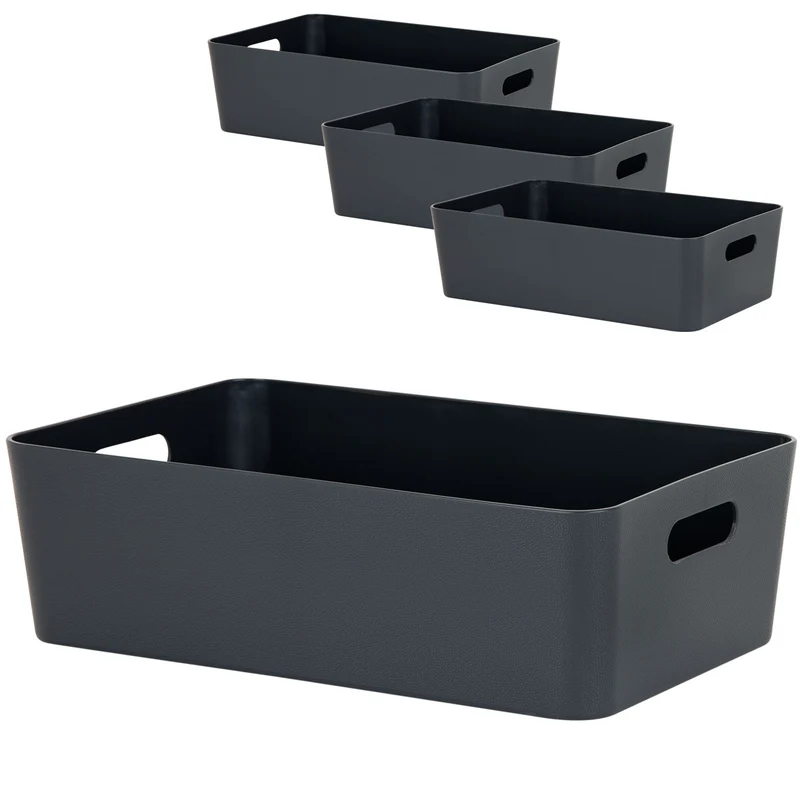 Ordnungsbox - Lederoptik - 39,5 x 24,5 cm - Schubladenorganizer Ordnungskorb Organizerbox - Ordnungssystem