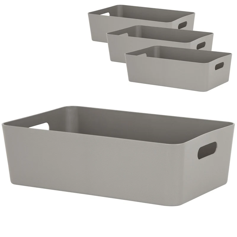 Ordnungsbox - Lederoptik - 39,5 x 24,5 cm - Schubladenorganizer Ordnungskorb Organizerbox - Ordnungssystem