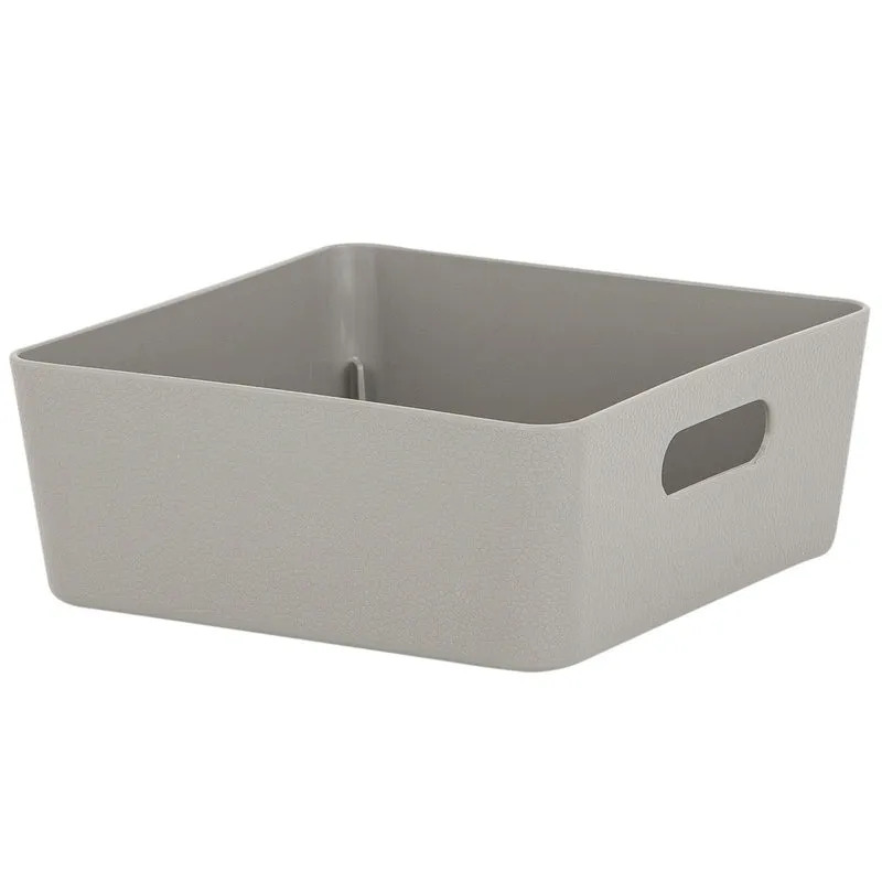 Ordnungsbox - TAUPE Lederoptik - 15x15x6 cm - 1 Liter - Ordnungskorb - Regalorganizer Ordnungskorb - Organizerbox - Ordnungssystem