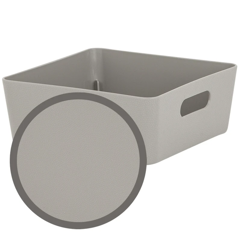 Ordnungsbox - TAUPE Lederoptik - 15x15x6 cm - 1 Liter - Ordnungskorb - Regalorganizer Ordnungskorb - Organizerbox - Ordnungssystem