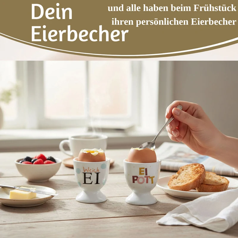 Eierbecher Echt-Gold Spruch "Weich Ei" Gute Laune Eierhalter