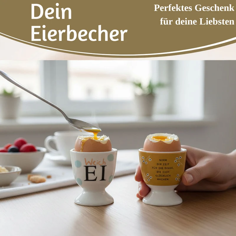 Eierbecher Echt-Gold Spruch "Weich Ei" Gute Laune Eierhalter