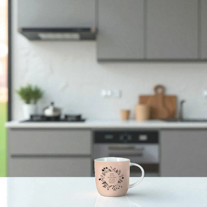 Kaffeebecher 300ml Spruch "Glücklich machen" Gute Laune Tasse Kaffeetasse
