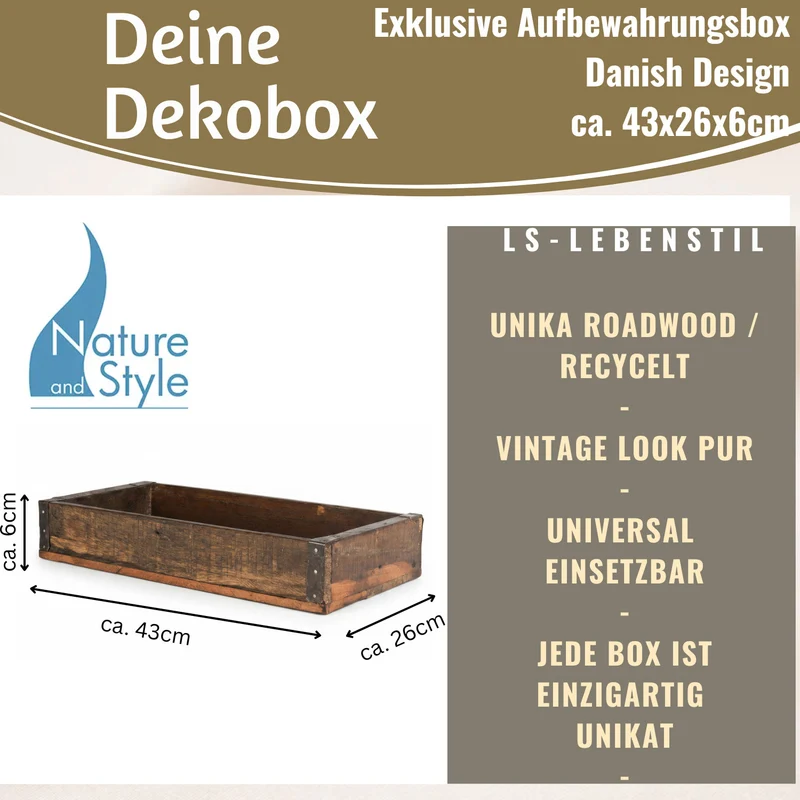 Vintage Holz Serviertablett Unika 43x26cm Braun Deko Kerzentablett Ib Laursen