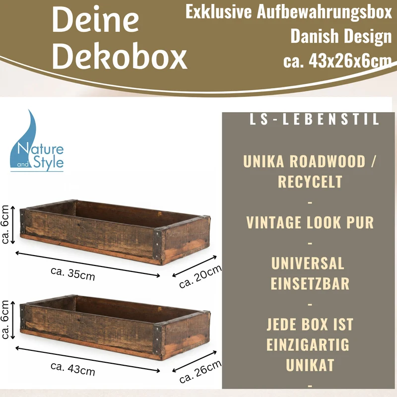 Vintage Holz Serviertablett Unika Set 2-fach Braun Deko Kerzentablett Ib Laursen
