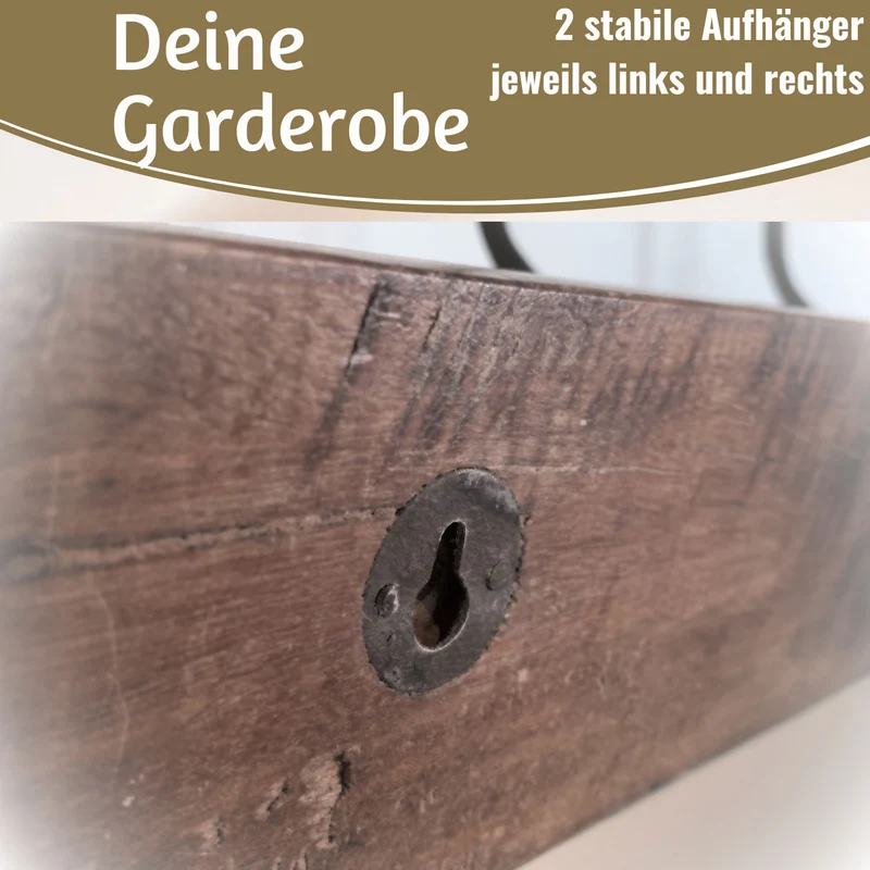 Vintage Teak Holz Wandgarderobe 45cm 3/6 Haken Jackenhalter Braun Garderobenleiste