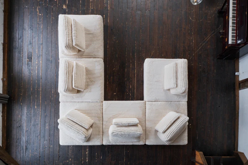 KAWOLA Modulsofa WIOLO SOFT 6 Module 6 Rückenkissen Weicher Breitcord cremeweiß
