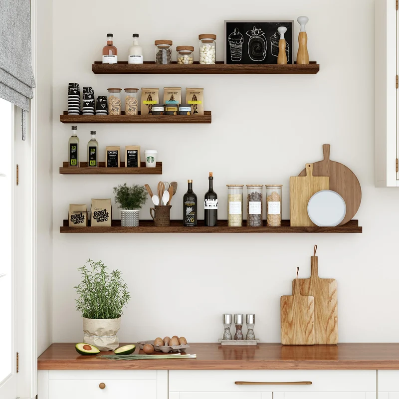 Feihorrm Wandregal, 2er Set, 40cm Schweberegal aus MDF Holz, Wandboard für Bilderrahmen und Dekorationen, Industriedesign, Geeignet für Arbeitszimmer, Schlafzimmer und Küche (Vintage Braun, 40 cm)