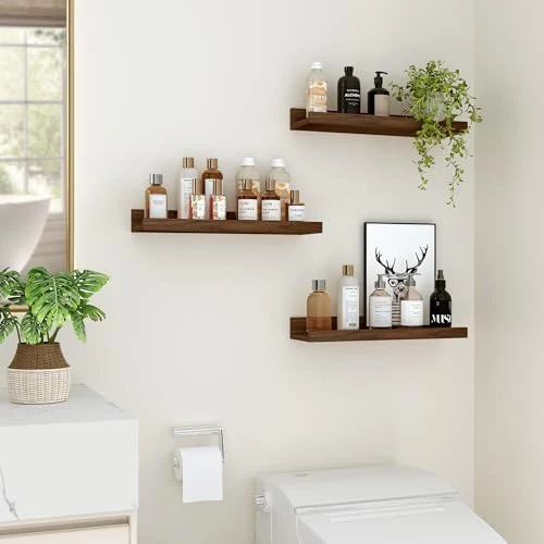 Feihorrm Wandregal, 2er Set, 40cm Schweberegal aus MDF Holz, Wandboard für Bilderrahmen und Dekorationen, Industriedesign, Geeignet für Arbeitszimmer, Schlafzimmer und Küche (Vintage Braun, 40 cm)