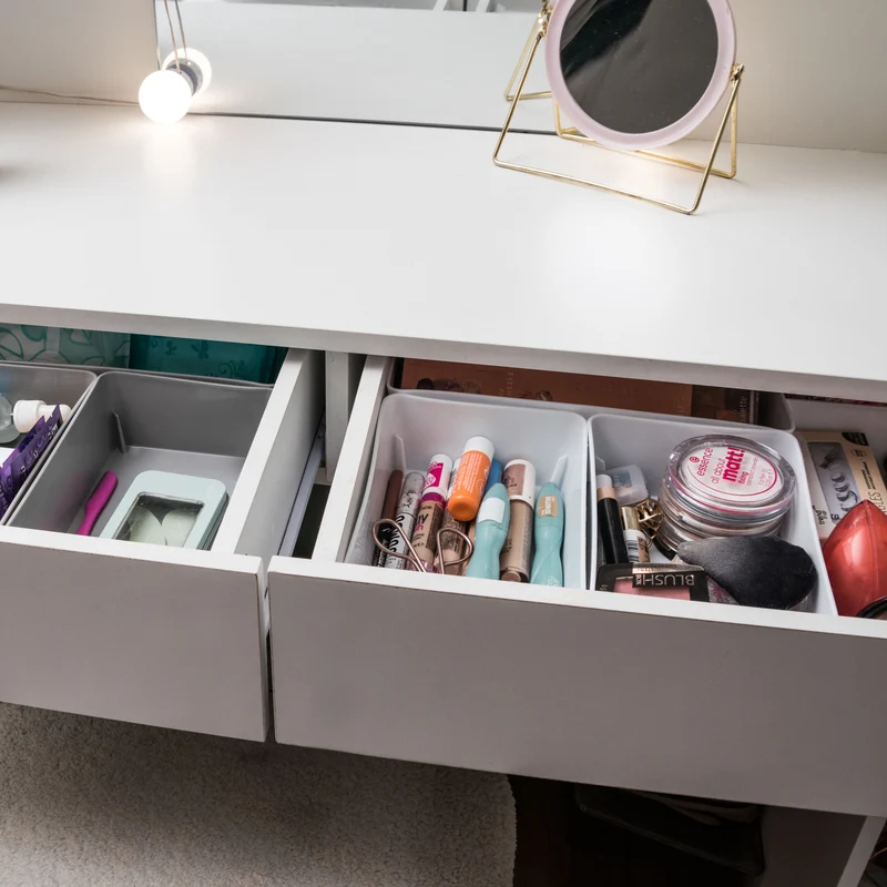 Ordnungsbox - TAUPE Lederoptik - 20x12,5x6cm - 1,2 Liter - Ordnungskorb - Schubladenorganizer Organizerbox Ordnungssystem