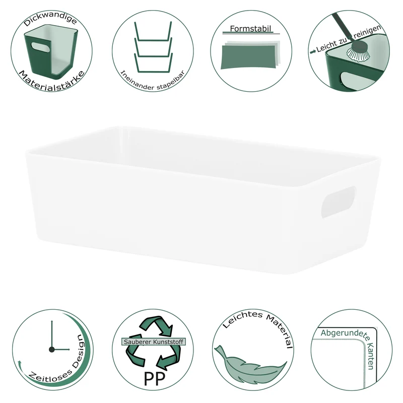 Ordnungsbox - 20x12,5x6cm - 1,2 Liter - Schubladenorganizer Ordnungskorb Organizerbox Ordnungssystem