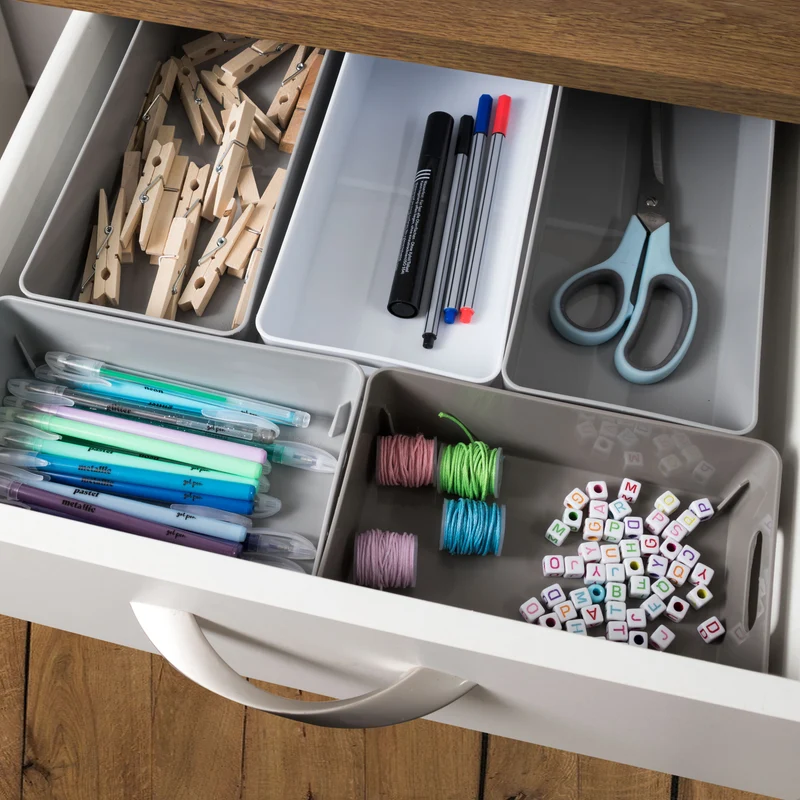 Ordnungsbox - 20x12,5x6cm - 1,2 Liter - Schubladenorganizer Ordnungskorb Organizerbox Ordnungssystem
