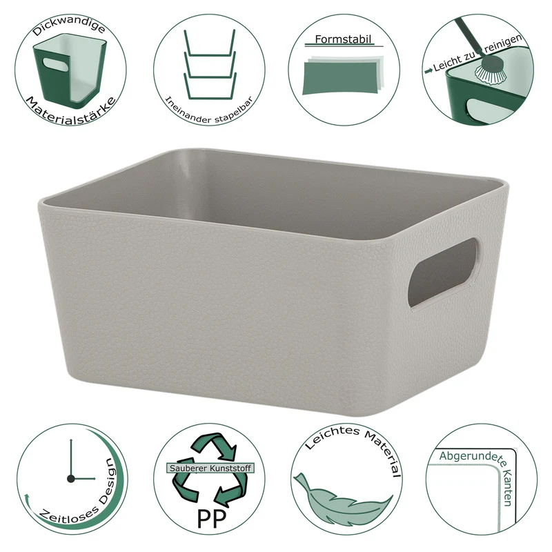 Ordnungsbox - TAUPE - Lederoptik - 12,5x10x6cm - 600ml - Schubladenorganizer Ordnungskorb Organizerbox - Ordnungssystem