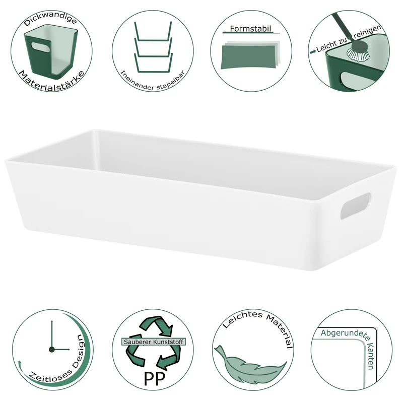 Ordnungsbox - 25x10,5x5cm - 1 Liter - Schubladenorganizer Ordnungskorb Ordnungssystem Kunststoff Schublade