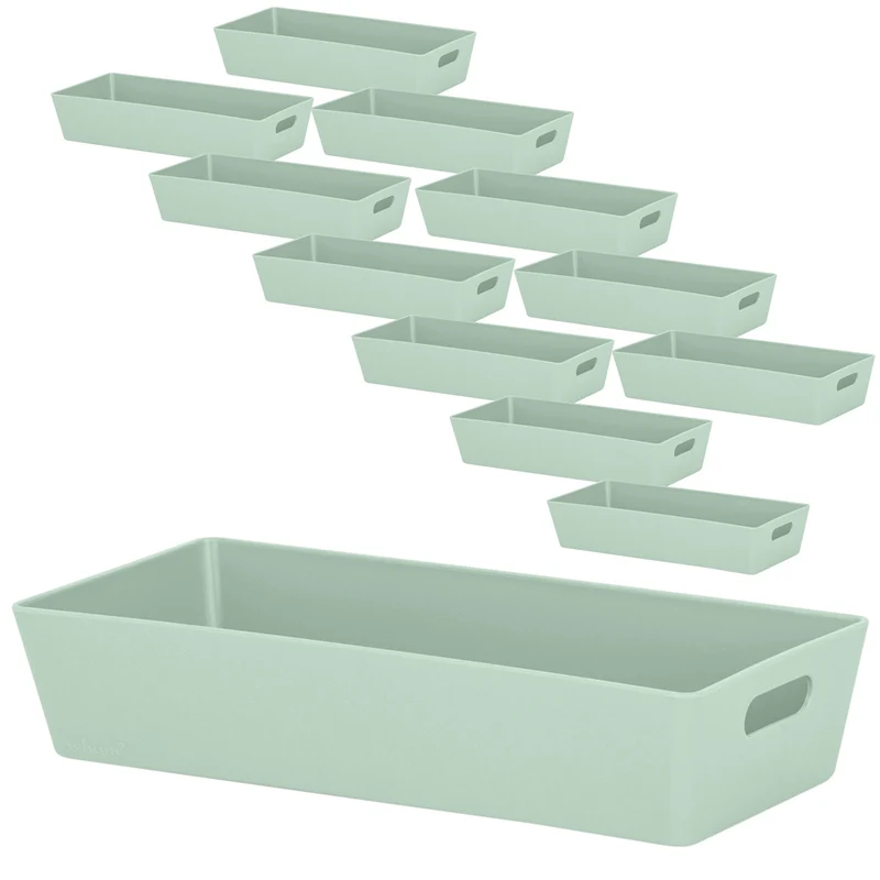 Ordnungsbox - 25x10,5x5cm - 1 Liter - Schubladenorganizer Ordnungskorb Ordnungssystem Kunststoff Schublade