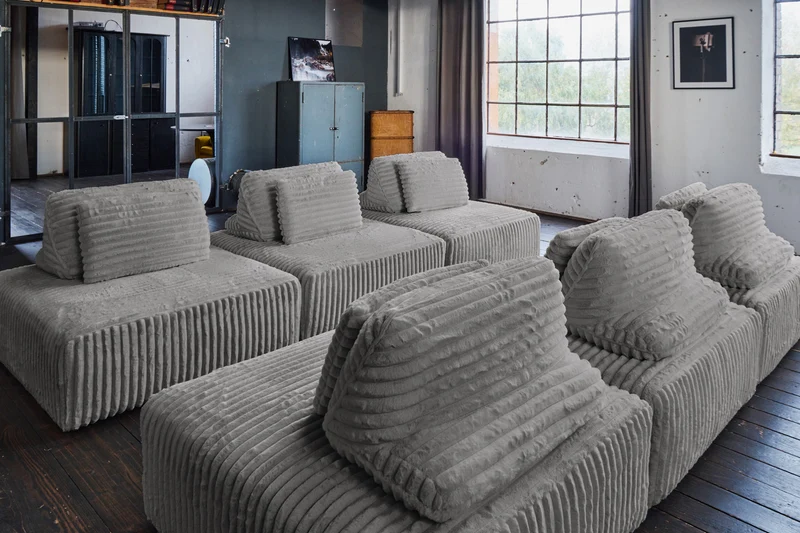 KAWOLA Modulsofa WIOLO SOFT 6 Module 6 Rückenkissen Weicher Breitcord grau