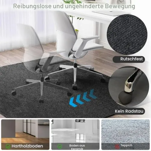 BBodenschutzmatte für Hartböden,105×120cm – 5,5 mm dick (Schwarz)