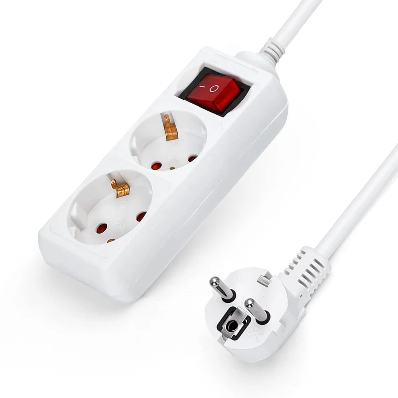 Aigostar Steckdosenleiste 2-Fach mit Schalter Tischsteckdose Kindersicherung 3g1.0m㎡ 1.5 m Kabel, Weiß