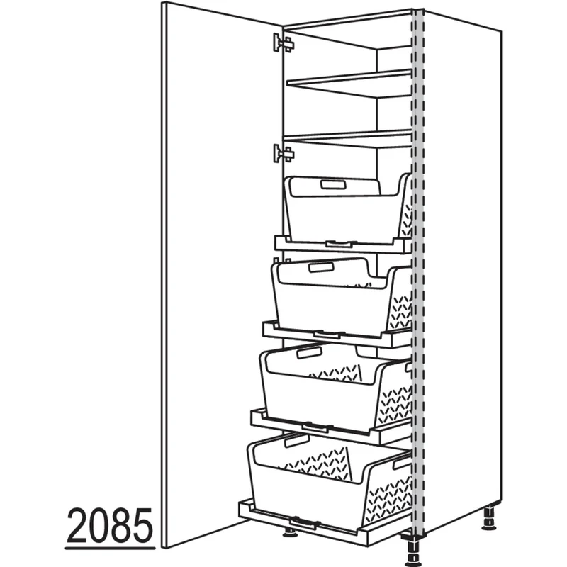 nobilia XL-Hochschrank mit Wäschekorb-Tablar Laundry-Area NHSWTABF60-1X 60 cm