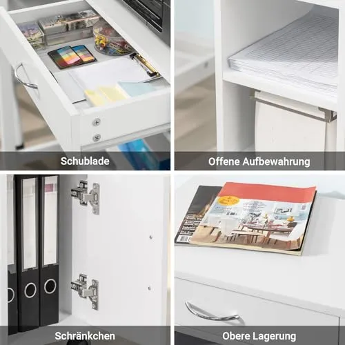 SoBuy Druckerschrank mit Schublade, Rollcontainer für Büro, 50x75x40 cm