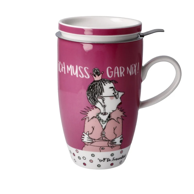 Standard - Barbara Freundlieb - Ich muss gar nix - Teetasse mit Deckel und Sieb