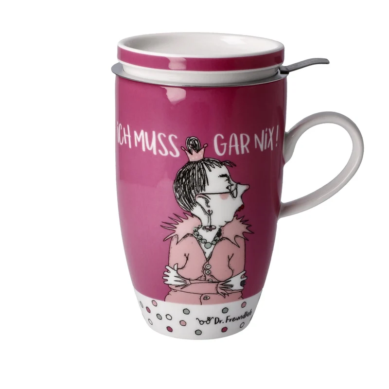 Standard - Barbara Freundlieb - Ich muss gar nix - Teetasse mit Deckel und Sieb