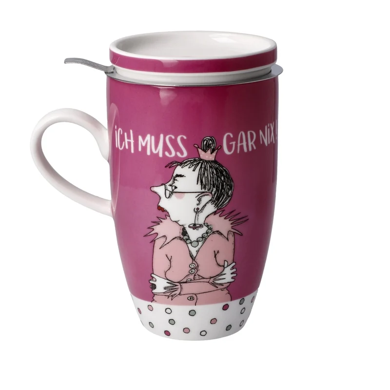 Standard - Barbara Freundlieb - Ich muss gar nix - Teetasse mit Deckel und Sieb