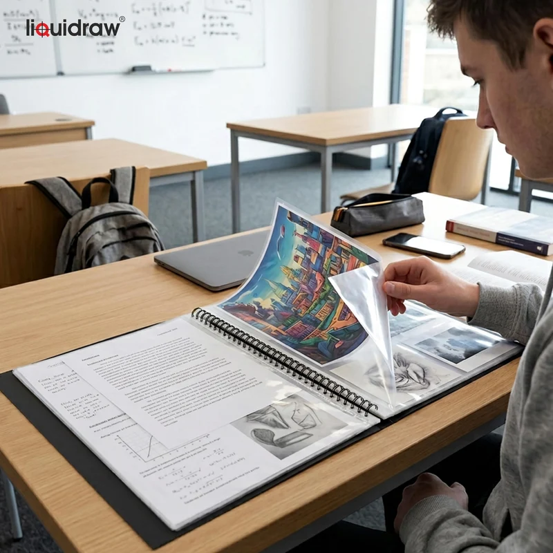 Liquidraw A3 Kunst-Portfolio-Hülle für Künstler mit 20 Hüllen Einlagen Aufbewahrung Spiralordner Portfolio Ordner für Künstler, Architekten, Zeichnen, Malen, Dokumente und professionelle Dateien