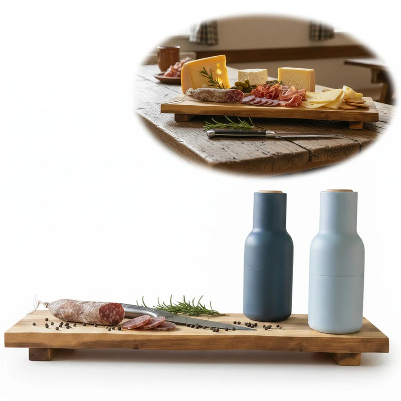 XL Vesperbrett Servierbrett 53cm Akazie Schneidebrett Serviertablett auf Füßen
