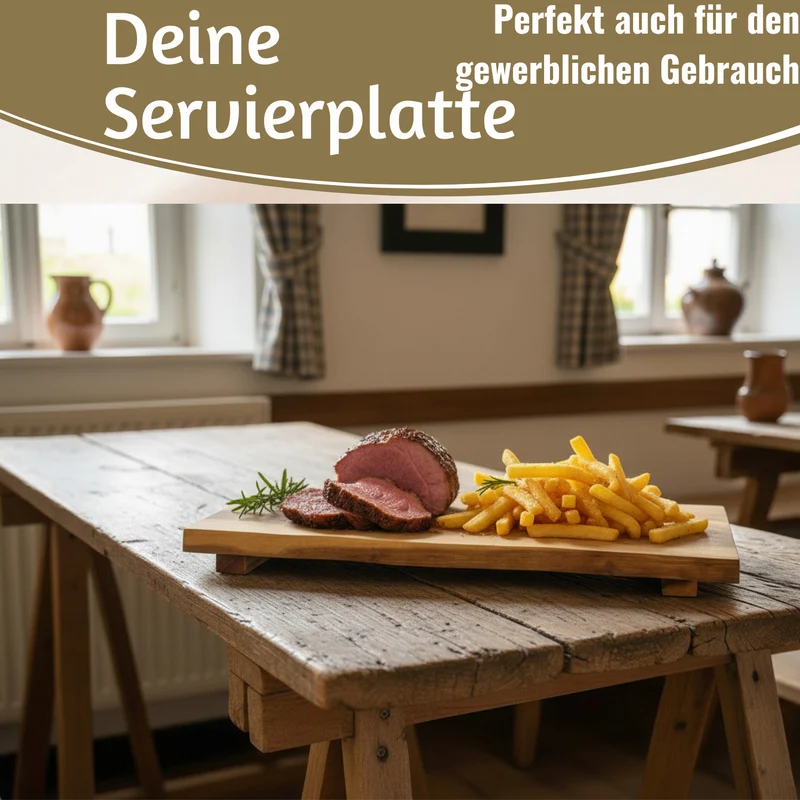 XL Vesperbrett Servierbrett 53cm Akazie Schneidebrett Serviertablett auf Füßen