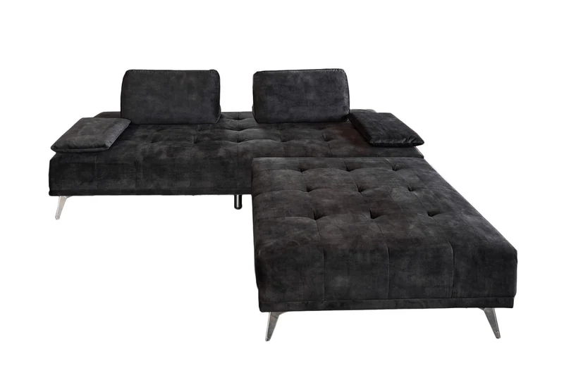 KAWOLA Sofa WIOLO Schlafsofa Daybed mit Hocker velvet anthrazit