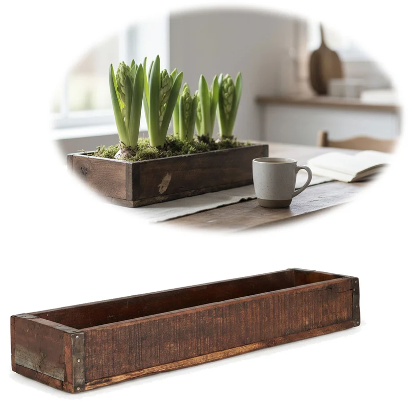 Vintage Holz Aufbewahrungsbox 35x10x5cm Recycelt Unika Braun Dekokiste