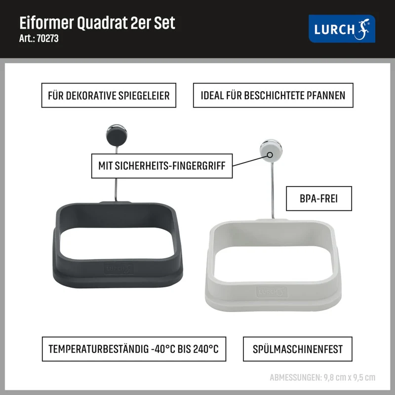 LURCH 'Eierformer Quadrat 2er Set light-/iron grey'